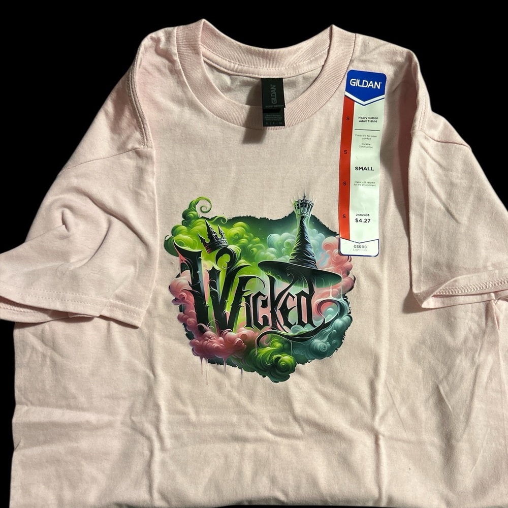 Gildan Light Pink 'Wicked' Tee Shirt Size Says - Picture 2 of 2